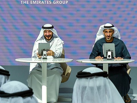 Emirates’ Chief Operating Officer Adel Al Redha and Khalfan Juma Belhoul, CEO of Dubai Future Foundation.