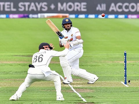Sri Lanka's Kusal Mendis (right) flicks the ball off his pads during his quick-fire knock on the opening day against New Zealand.