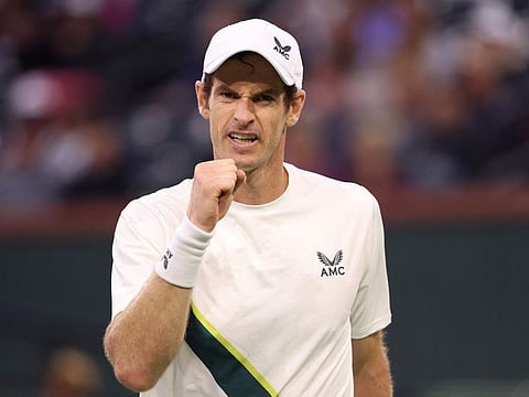Andy Murray of Great Britain celebrates a point during his match against Tomas Martin Etcheverry of Argentina.