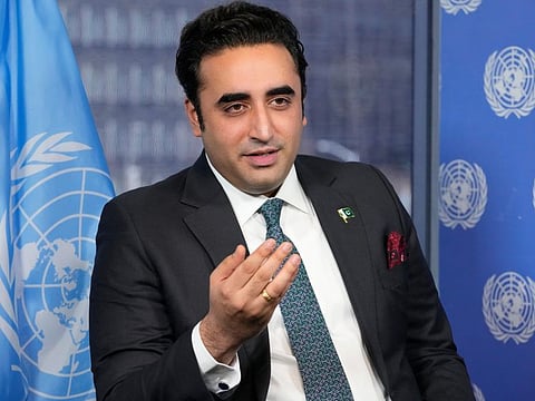 Pakistani Foreign Minister Bilawal Bhutto Zardari speaks during an interview with The Associated Press, on Thursday, March 9, 2023 at United Nations headquarters. 