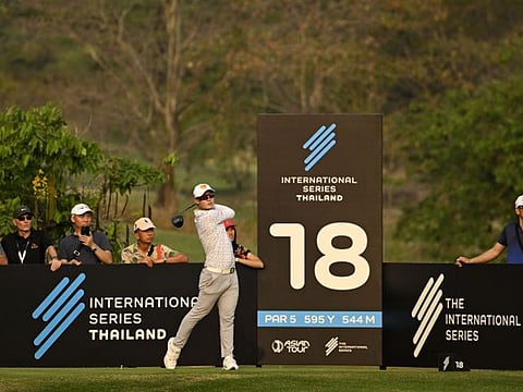 Jazz Janewattananond, tied for the lead, pictured during Round Three of the International Series Thailand at Black Mountain Golf Club, Thailand