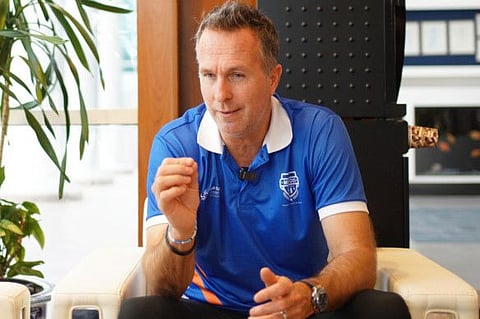 Former England captain Michael Vaughan at the official launch of Mentors Academy at GEMS Modern Academy in Dubai.