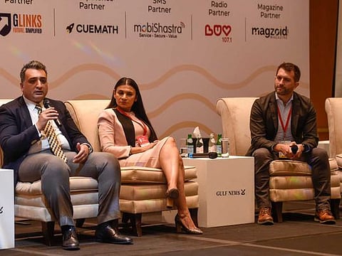 Naveed Ejaz, Outreach and Admission Advisor, Zayed University, Dr Fehmida Hussain, Associate Professor, School of Science and Technology, Middlesex University Dubai, and Prof Tadhg O'Donovan, Deputy Vice Principal, Heriot-Watt University Dubai during the panel discussion on the second day