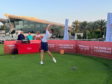Second round leader Joe Jones (Wales) in action on the National Course at Abu Dhabi Golf Club