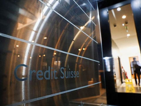 A view of an entrance of a Credit Suisse U.K. Limited in London, Britain March 20, 2023. 