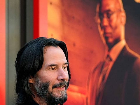 Hollywood actor Keanu Reeves at a memorial for Lance Reddick, who died last week.