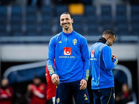 Sweden's forward Zlatan Ibrahimovic attends a training session of Sweden's national football team in Solna ahead to the EURO qualifier against Belgium.