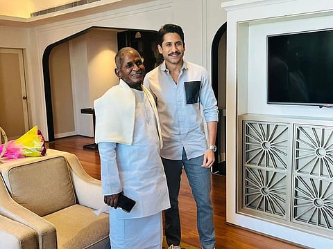 Music composer Ilayaraja with Telugu actor Naga Chaitanya