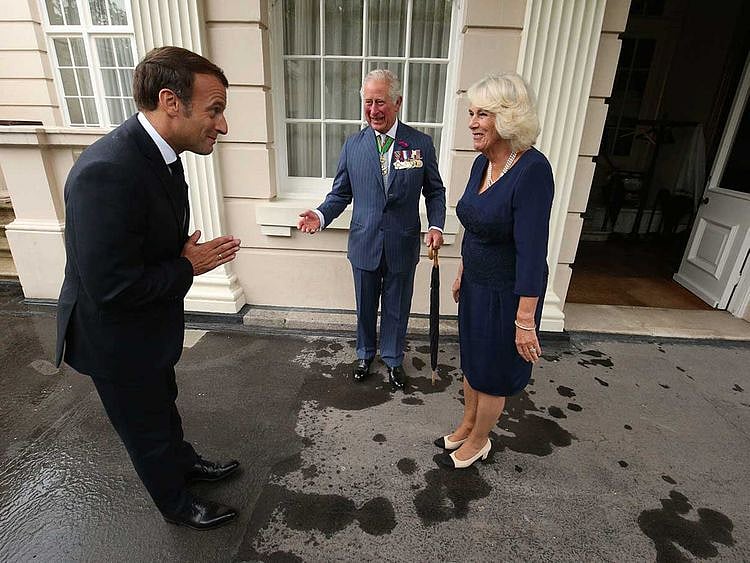 Britain's Prince Charles and Camilla macron
