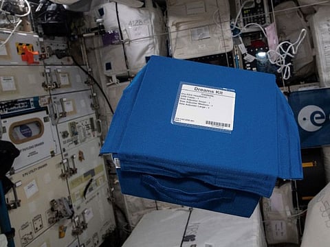 The Dreams Kit: Sleep Monitoring in Space with Dry-EEG Headband (Dreams) hardware is shown in the Columbus module aboard the International Space Station