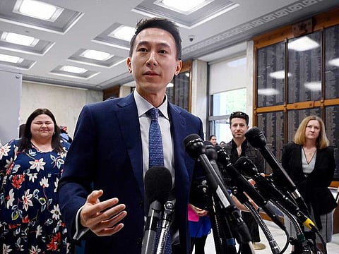 TikTok CEO Shou Zi Chew speaks to the press before testifying at the House Energy and Commerce Committee hearing on "TikTok: How Congress Can Safeguard American Data Privacy and Protect Children from Online Harms," on Capitol Hill, March 23, 2023, in Washington, DC.  