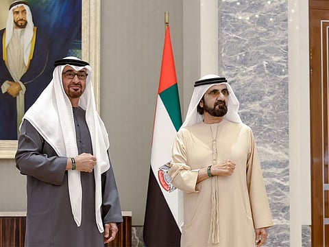  President His Highness Sheikh Mohamed bin Zayed Al Nahyan and His Highness Sheikh Mohammed bin Rashid Al Maktoum, Vice President, Prime Minister and Ruler of Dubai