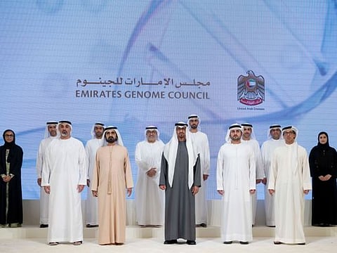The Emirates Genome Council launched the National Genome Strategy in the presence of President His Highness Sheikh Mohamed bin Zayed Al Nahyan and His Highness Sheikh Mohammed bin Rashid Al Maktoum, Vice President, Prime Minister and Ruler of Dubai on Tuesday.