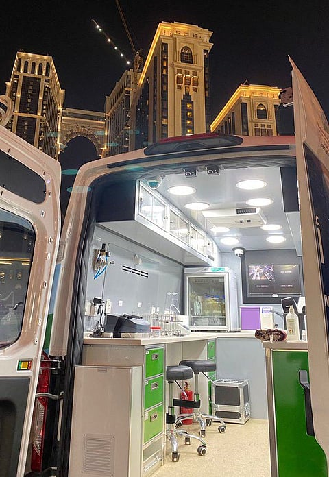 A mobile lab near Grand Mosque in Mecca.