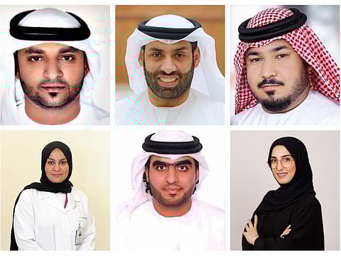 (From top clockwise) Juma Moosa Hassan Al Madani, Dr Humaid Al Shamsi, Mohammed Khamis Obaid Mubarak, Raheel Daneshi, Khaled Al Hammadi and Dr. Ayesha Almemari. 