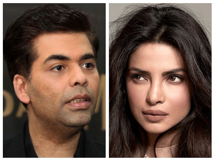 Bollywood producer and filmmaker Karan Johar and actress Priyanka Chopra Jonas