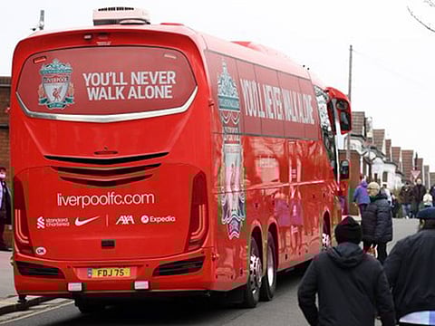 An object was thrown at the Liverpool team bus as it left the Etihad Stadium in Manchester, England.
