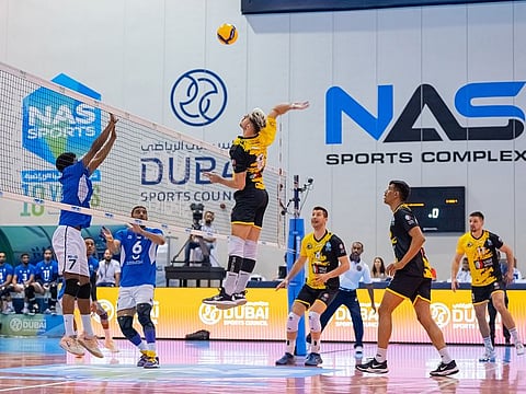 Action during the volleyball event during the NAS Sports Tournament.