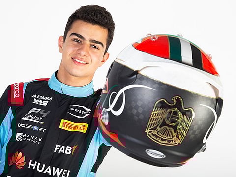 UAE Karting Champion Rashid Al Dhaheri with his new look helmet for the Formula 4 season.