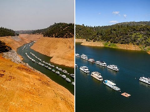 Before and After: Dramatic photos show how storms filled California reservoirs
