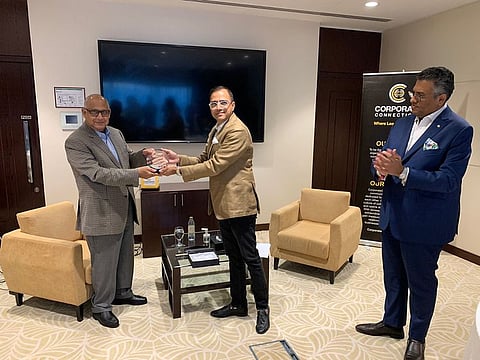 Suresh Kumar, ex-CEO of Emirates NBD, Chirantan Joshi, National Director of CorporateConnections and Bijay Shah, National Director of BNI UAE