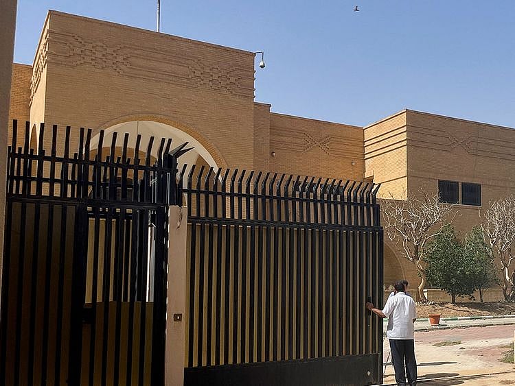 The gates of the Iranian embassy in Riyadh were opened on April 12, 2023.  