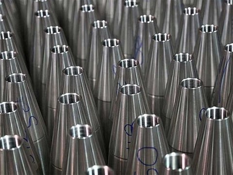 155mm artillery shells await further processing at the Scranton Army Ammunition Plant in Scranton, Pennsylvania, US, February 16, 2023. 