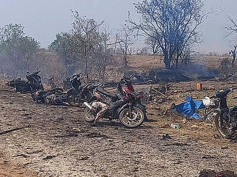Witnesses and independent media reports said dozens of villagers in central Myanmar have been killed in an air attack carried out Tuesday by the Southeast Asian country's military government.