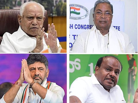   Who will be the next leader? B S Yediyurappa (top left), Siddaramaiah (top right), D K Shivakumar (bottom left) and H D Kumaraswamy (bottom right)