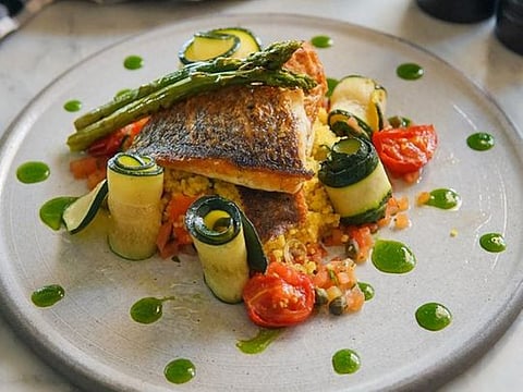 Seared seabass with vegetable couscous 