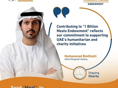 Binghatti Developers announced its contribution of Dh15 million towards the “1 Billion Meals Endowment” campaign