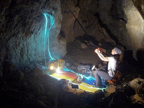 Beatriz Flamini, a Spanish mountaineer who has been isolated for 500 days in a cave is pictured during her daily life at the cave in Motril, Spain.