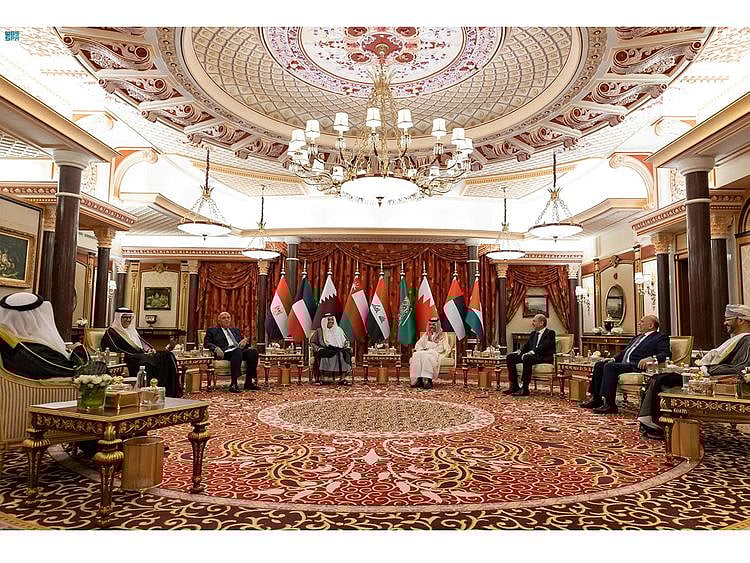 Saudi Arabia hosts a meeting of foreign ministers from Iraq, Jordan, Egypt and the Gulf Cooperation Council (GCC) countries to discuss Syria crisis in Jeddah, Saudi Arabia, on April 14, 2023.  