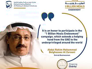 UAE businessman Abdul Rahim Al Zarooni donates Dh5 million to ‘1 Billion Meals Endowment’