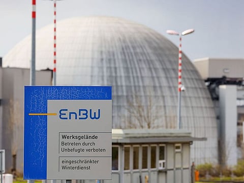A containment building near the entrance to Neckarwestheim 2 Nuclear Power Station, operated by EnBW Energie Baden-Wuerttemberg AG, in Neckarwestheim, Germany, on Friday, April 7, 2023. 