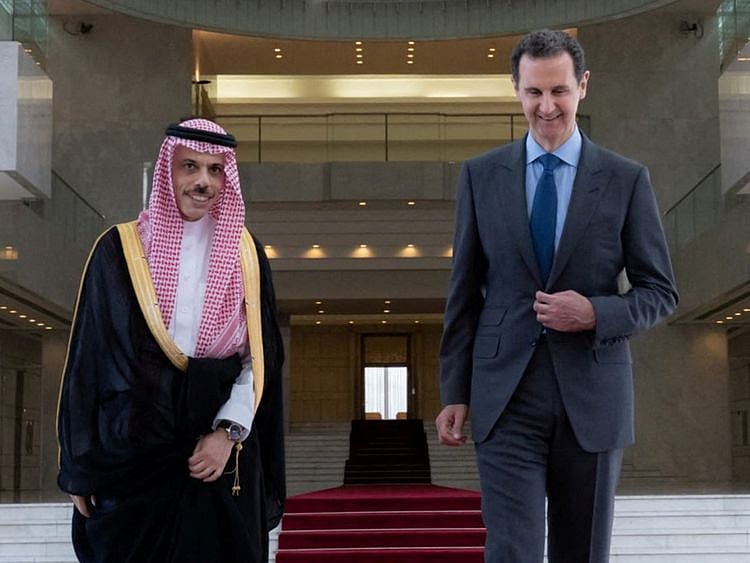 Al Assad met with Saudi Arabia’s top diplomat Faisal bin Farhan in Damascus on Tuesday.