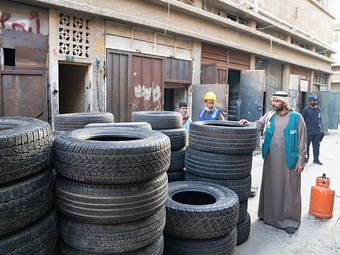 Some of the confiscated substandard tyres.  