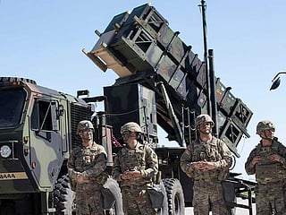 Mounting Patriot interceptors on M983 Heavy Expanded Mobility Tactical Trucks (HEMTT) allows rapid redeployment, repositioning, or dispersal in the event of an attack. Their visibility often becomes a barometer of perceived regional risk.  Illustrative image. 