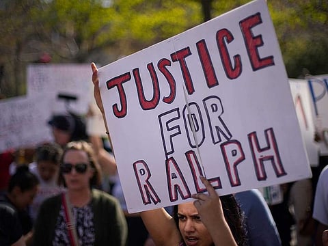 People gather at a rally to support Ralph Yarl, Tuesday, April 18, 2023, in Kansas City, Mo. 