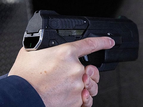 A prototype of the Biofire Smart Gun is seen at Biofire Technologies headquarters in Broomfield, Colorado.
