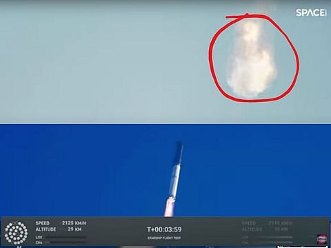 The Starship rocket, the world's biggest, made a successful lift-off as shown in the initial stages of its epic maiden flight, then exploded in a giant fireball about 4 minutes after lift-off on Thursday, April 20, 2023.