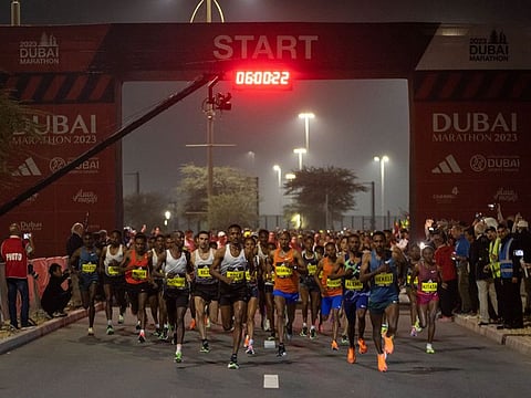 The start of the 2022 Dubai Marathon, which returned to the UAE sporting calendar for the first time since January 2020.