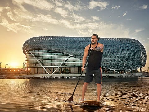 Mamoa made his entrance on a paddle board as he takes on the role of Yas Island's latest celebrity ambassador 
