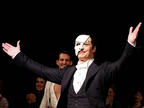 Laird Mackintosh, who substituted for Ben Crawford as the Phantom, takes a bow after his final performance of the Phantom of the Opera, which closes after 35 years on Broadway, in New York City, US, on April 16, 2023. The show, which opened on January 26, 1988, had 13,981 performances and played to roughly 20 million people. 