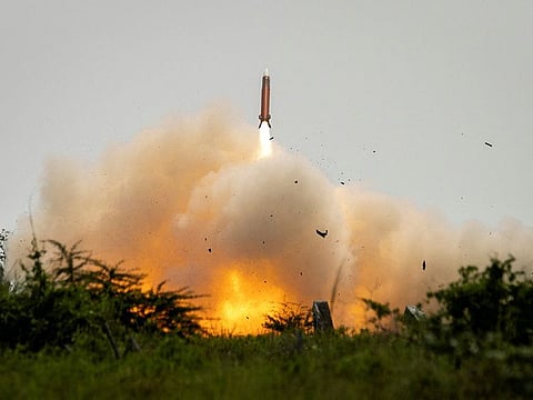 A Patriot air missile system is fired during a live fire exercise in the annual joint military exercises between U.S. and Philippine troops called "Balikatan".