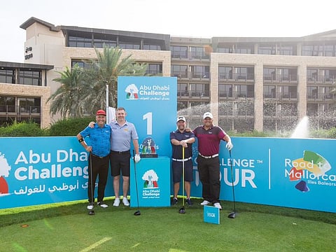 Stephen Gallacher with his Pro-Am Team at Abu Dhabi Golf Club for the Abu Dhabi Challenge