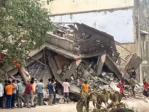  The building that collapsed in Bhiwandi on Saturday.  