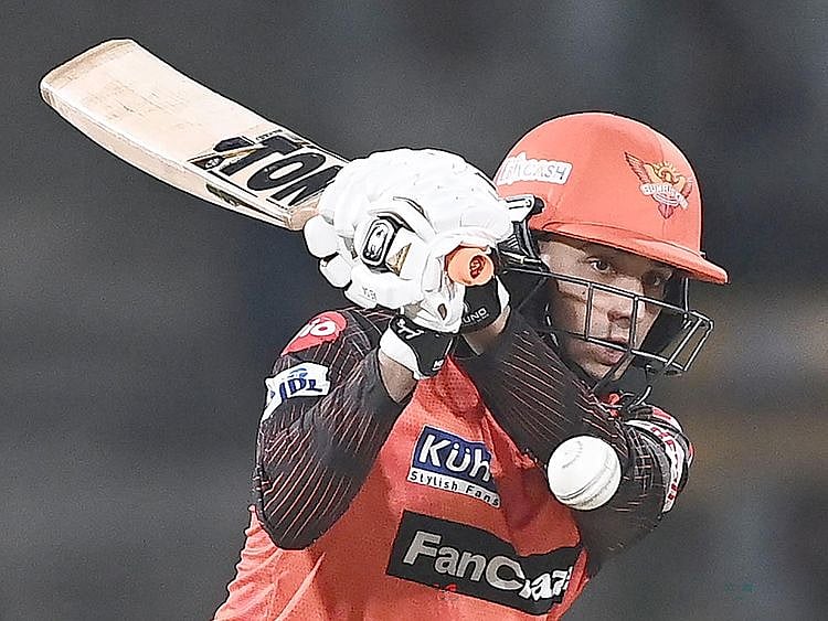 Sunrisers Hyderabad's Abhishek Sharma plays a shot