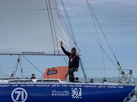 Abhilash Tomy aboard the UAE-registered Bayanat.