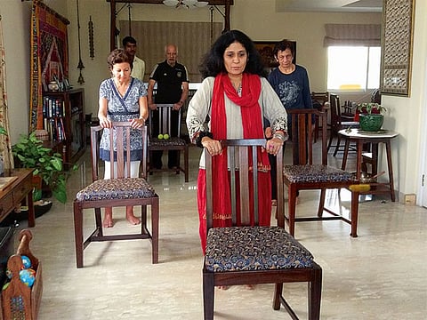 Indian expat Dr Vonita Singh leading a 'Movement Mantra' exercise session in Dubai.